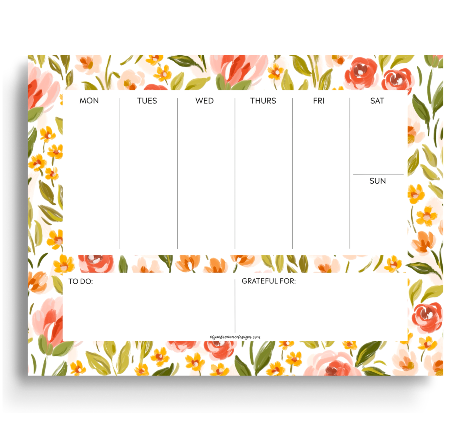 Spring Garden Weekly Planner Notepad