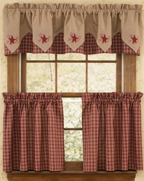 Sturbridge Embroidered Star Point Valance Wine - Pine Hill Collections 