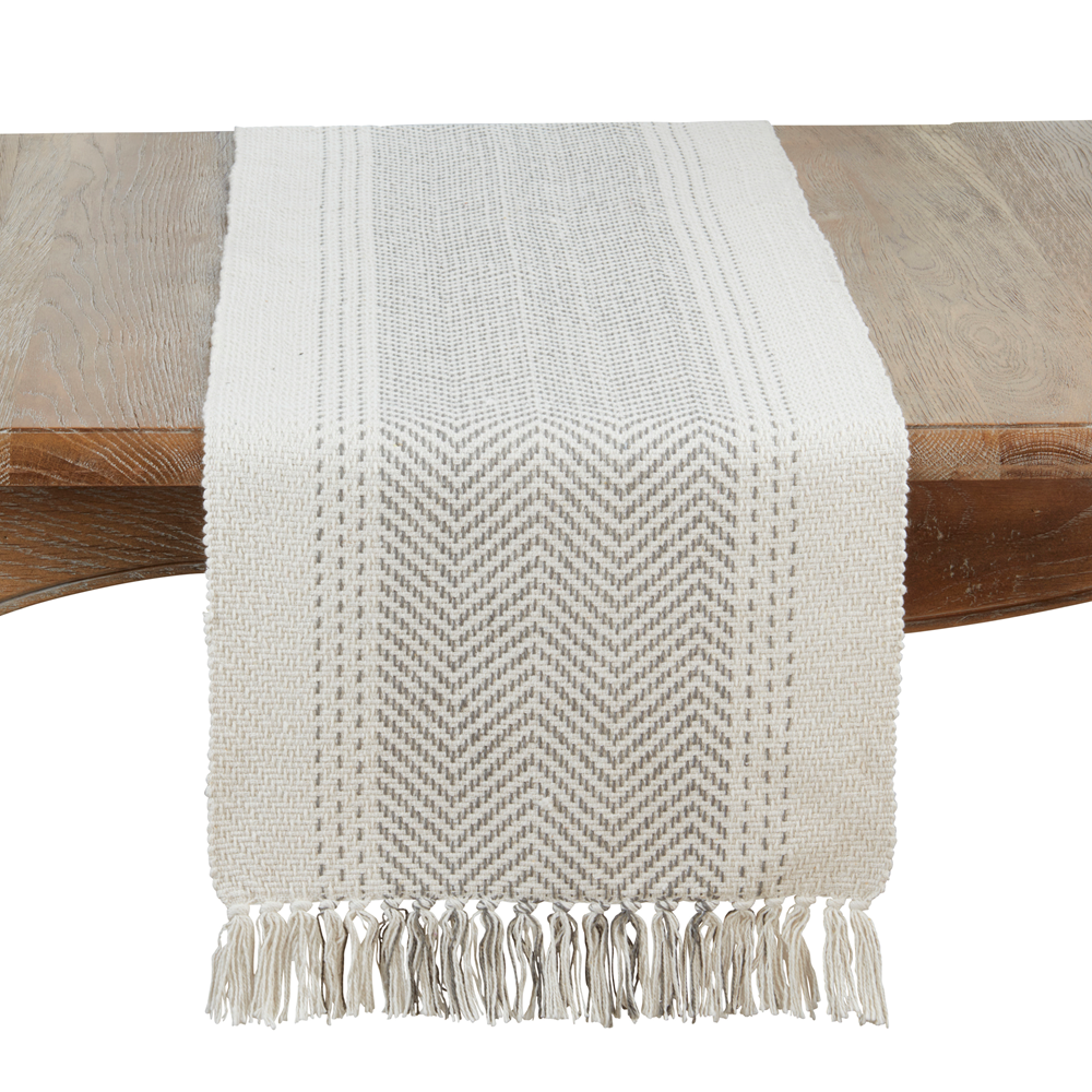 Table Runner - Kantha Stitch 54" Grey