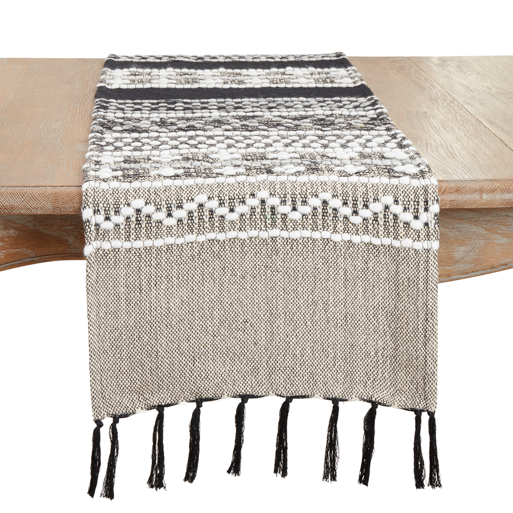 Table Runner - Crafted Multi-Pattern Fringed