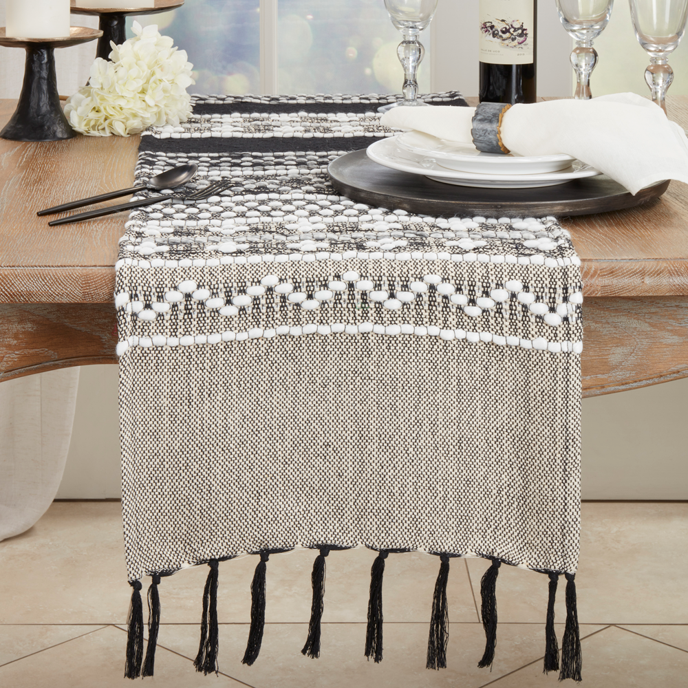 Table Runner - Crafted Multi-Pattern Fringed