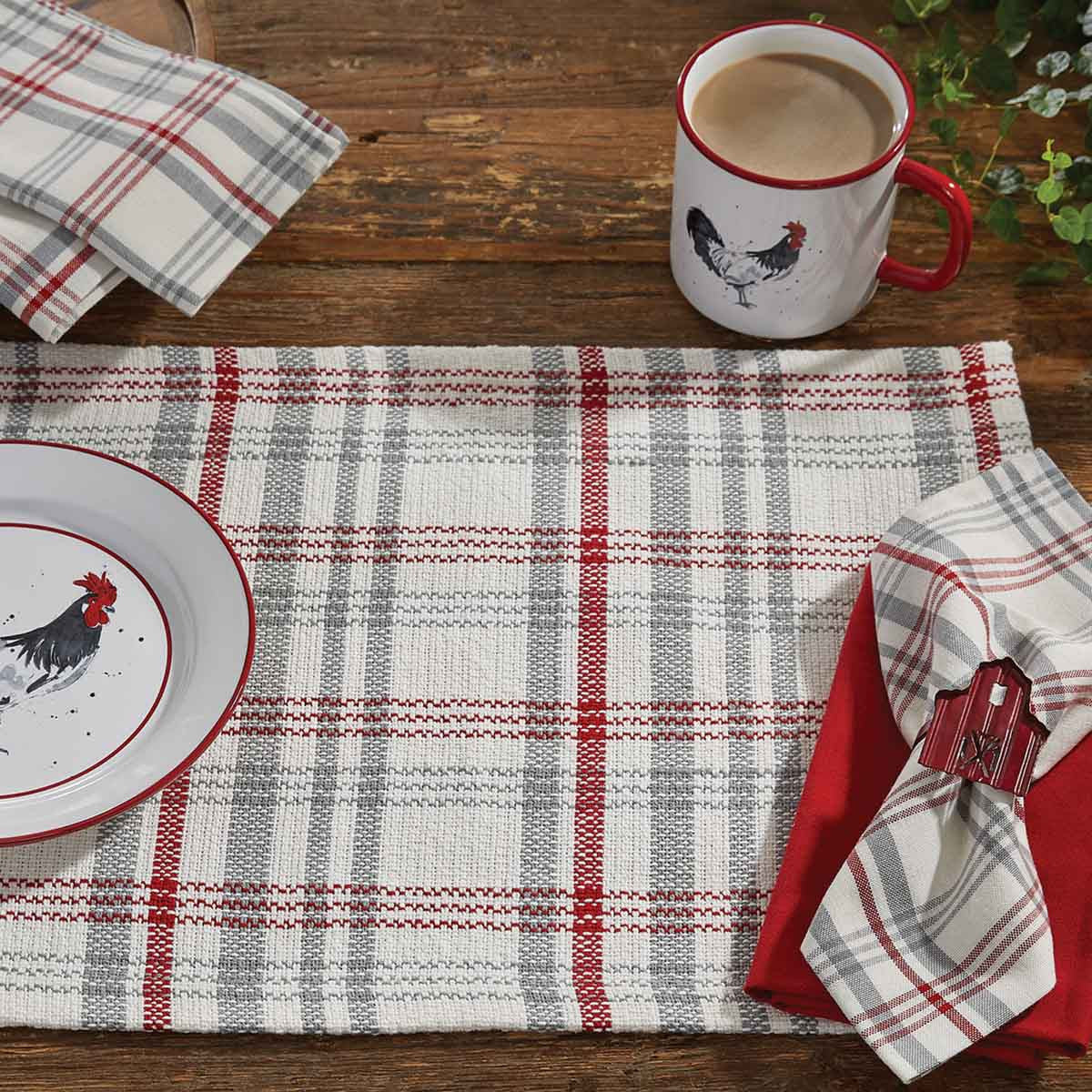 Farmyard Red and Gray Plaid Placemats