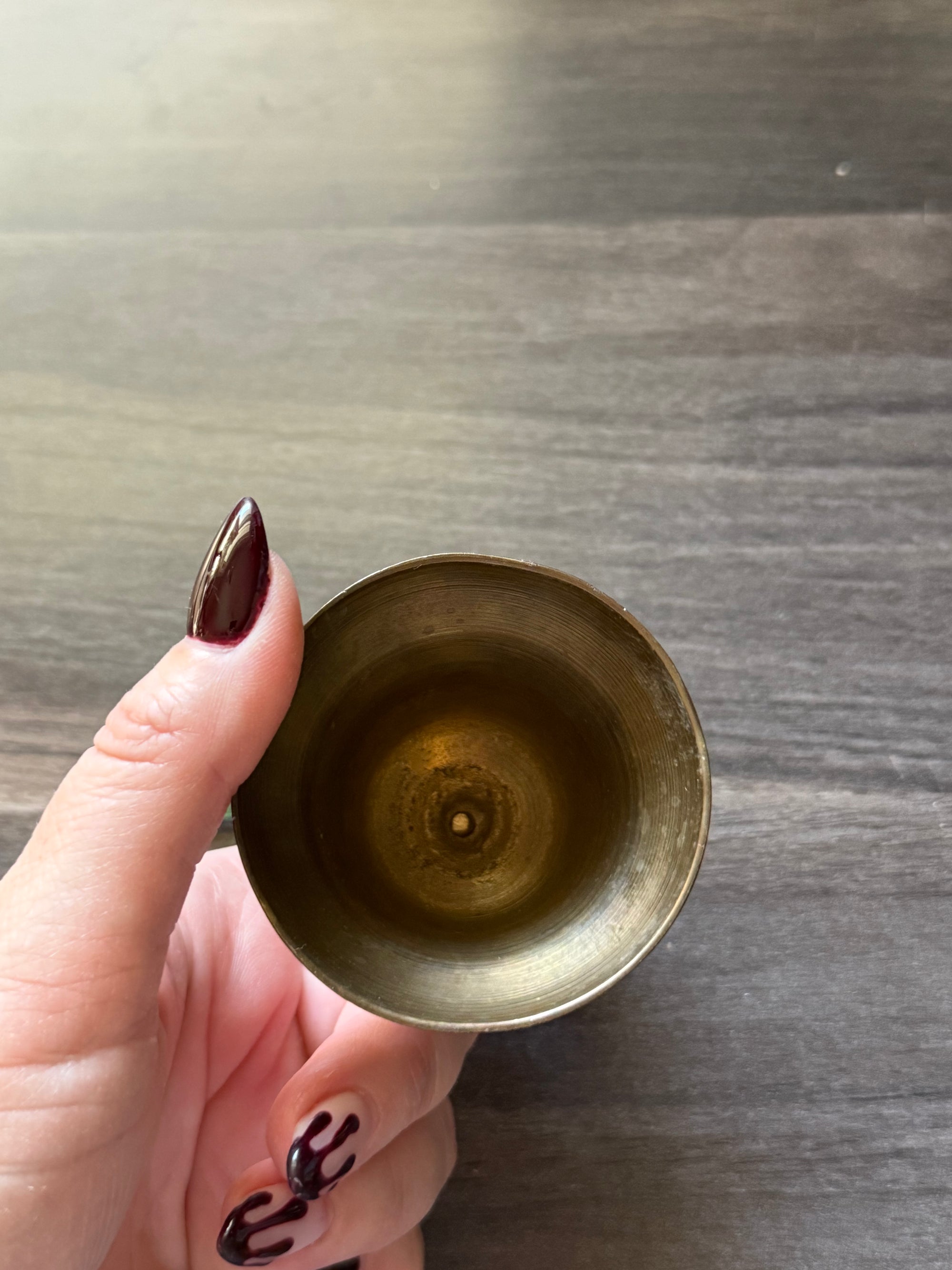 Vintage Brass Christmas Bell with Green Velvet Bow – 3” | The Heirloom Collection