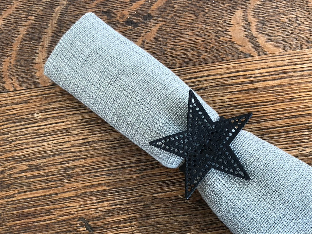 Napkin Rings - Punched Black Star