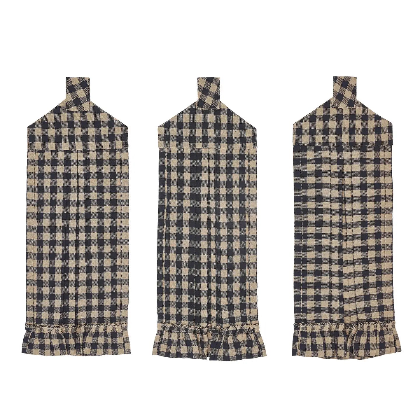 Black Tan Check Hanging Kitchen Towel Set of 3 – Farmhouse & Primitive Decor