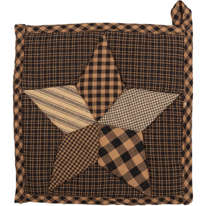Patchwork fabric with geometric pattern on a white background
