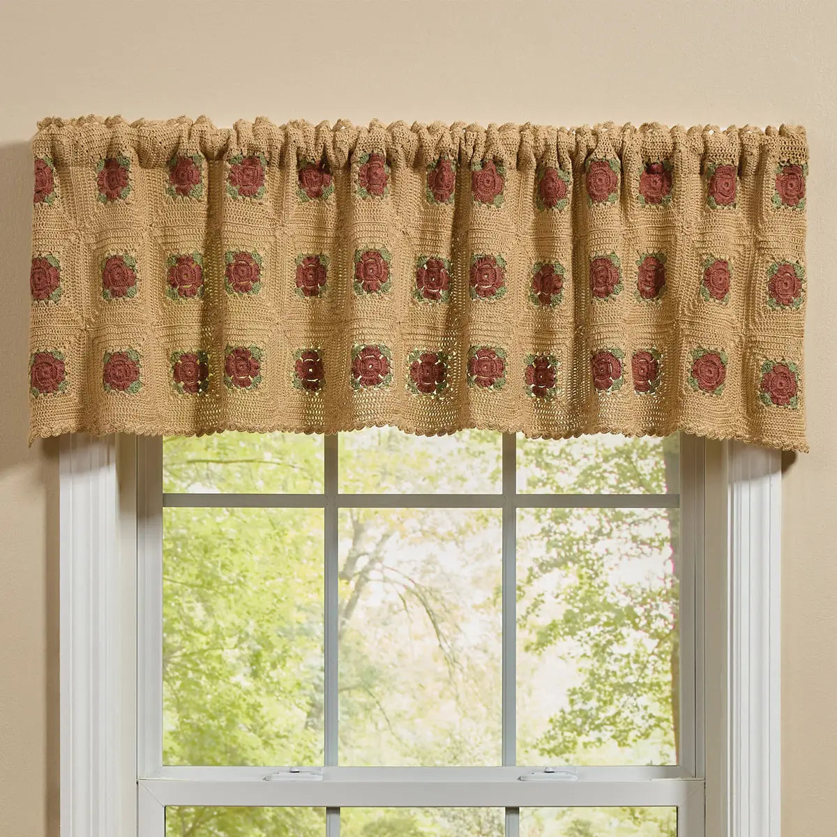 Park Designs Granny Square Valance 60” x 14” – Farmhouse Floral Window Decor | Cottagecore