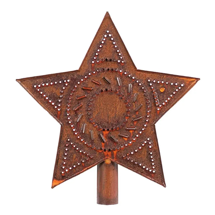 Rustic Tin Star Christmas Tree Topper – 8” | Irvin’s Tinware