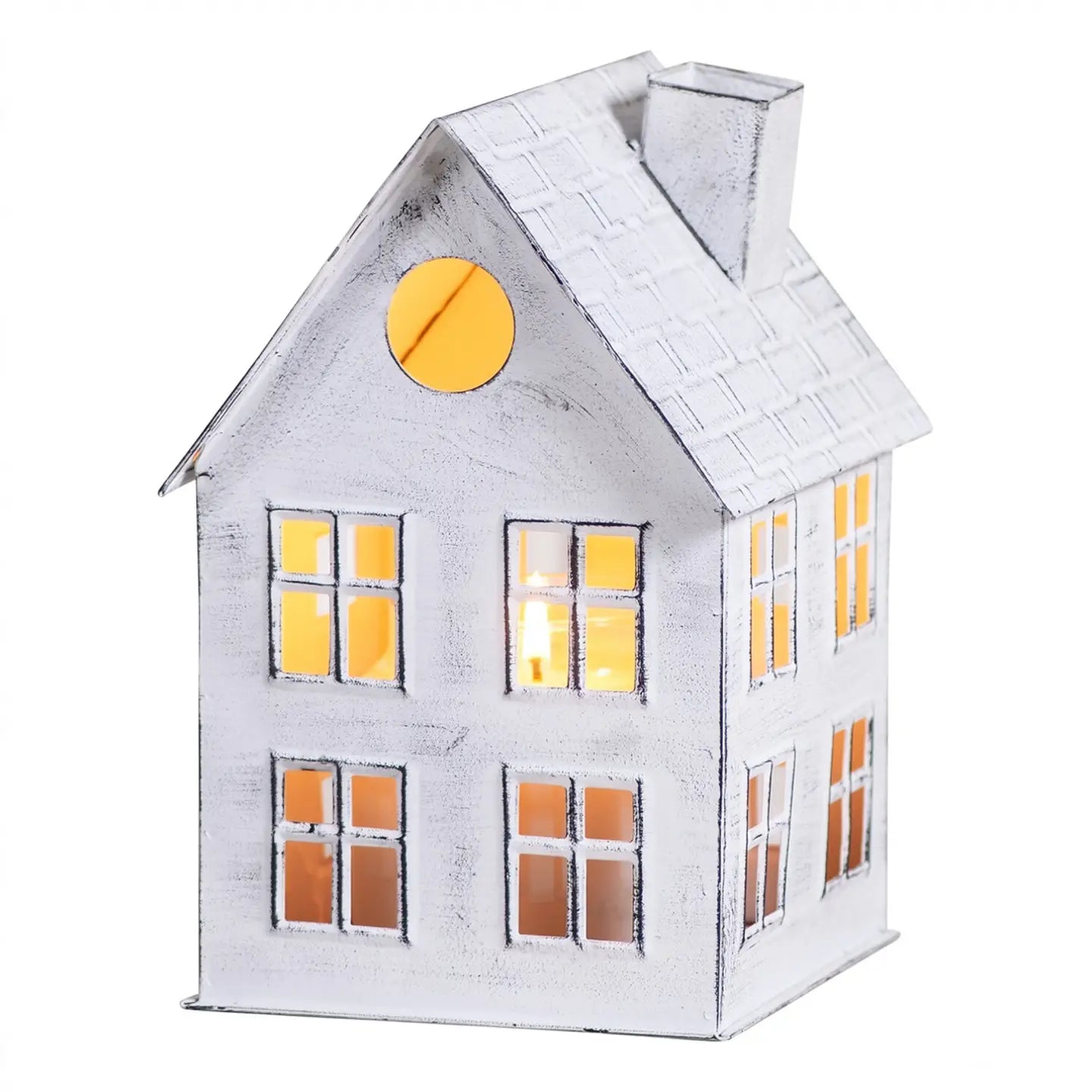 9” Tin House Jar Candle Holder – Rustic White Wash | Irvin’s Tinware