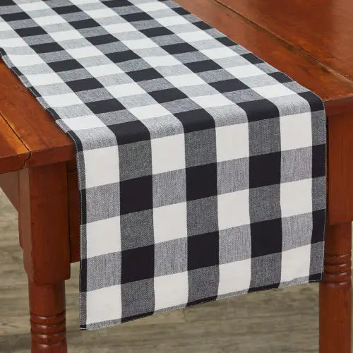 Park Designs Wicklow Check Backed Table Runner – Black & Cream | 36”, 54” & 72”