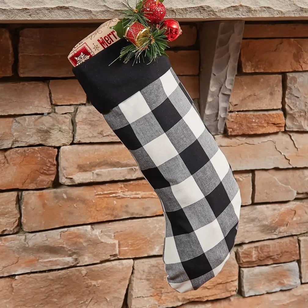 Park Designs Wicklow Check Christmas Stocking – Black & Cream