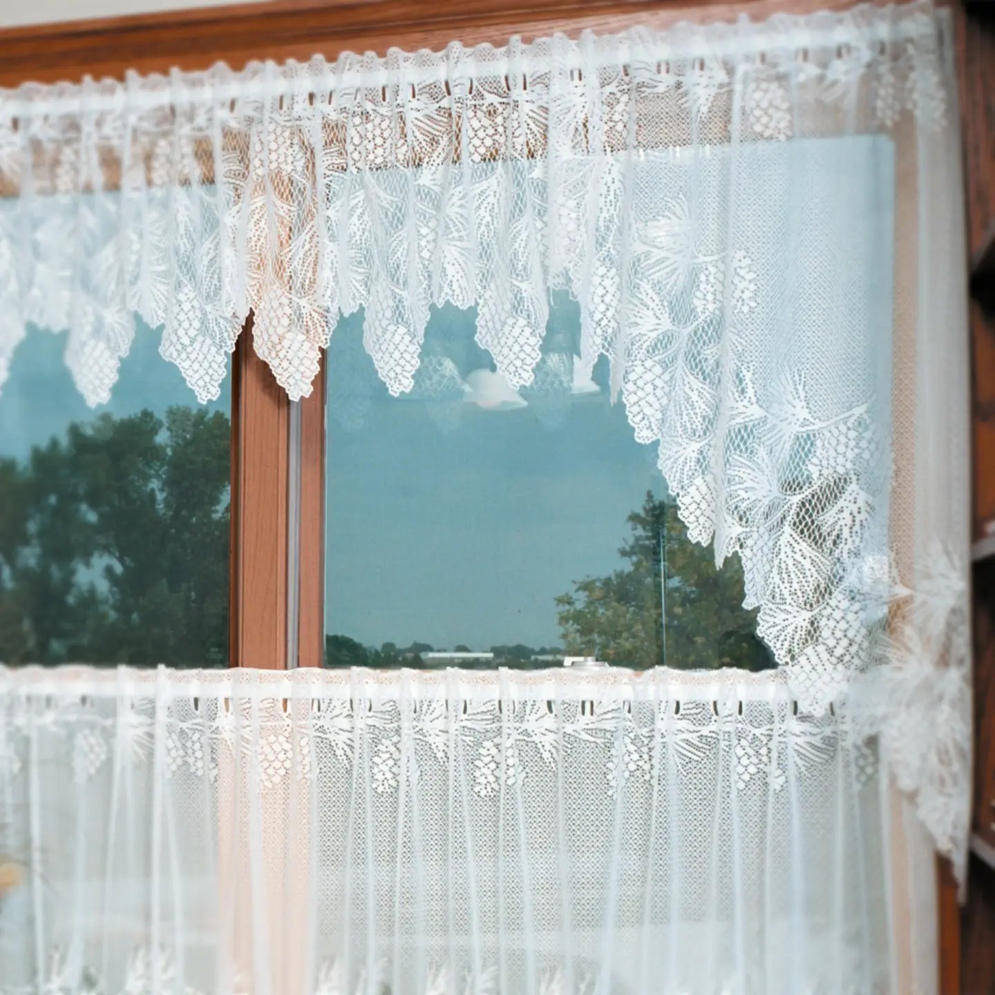 Heritage Lace Woodland White Lace Swag Curtains | 68” x 40” Pine Bough Farmhouse Window Swag Pair