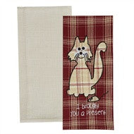 Pet Towel Cat Brought You Present Set of 2 - Pine Hill Collections 