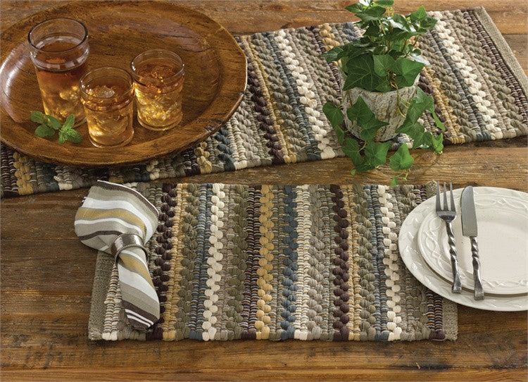 Mineral Stripe Chindi Placemats in browns and grays by Park Designs