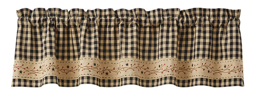 Berry Gingham Lined Valance with Border