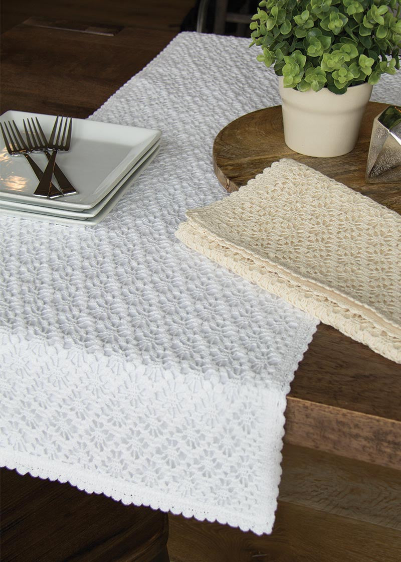 Crochet Envy Linea Runner 16" x 45" Natural Vintage Style by Heritage Lace
