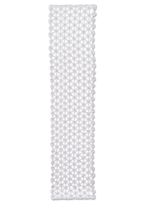 Crochet Envy Pearl Runner Shown in White 14" x 60" By Heritage Lace