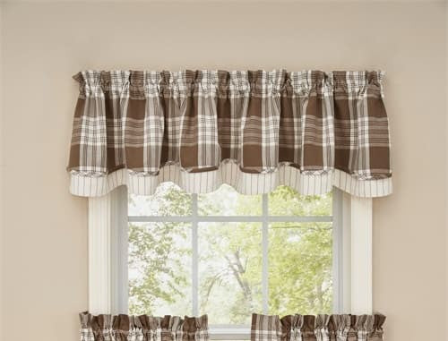 Dylan Taupe Lined Layered Valance Curtains