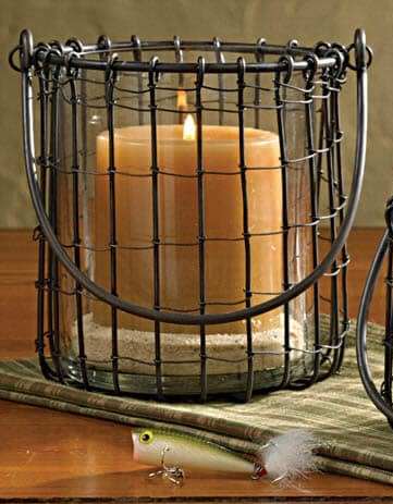 Fish Camp Wire Pillar Candle Holder