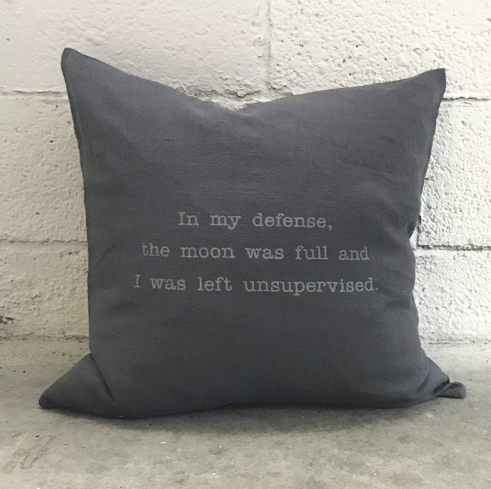 Pillow - In My Defense in Grey