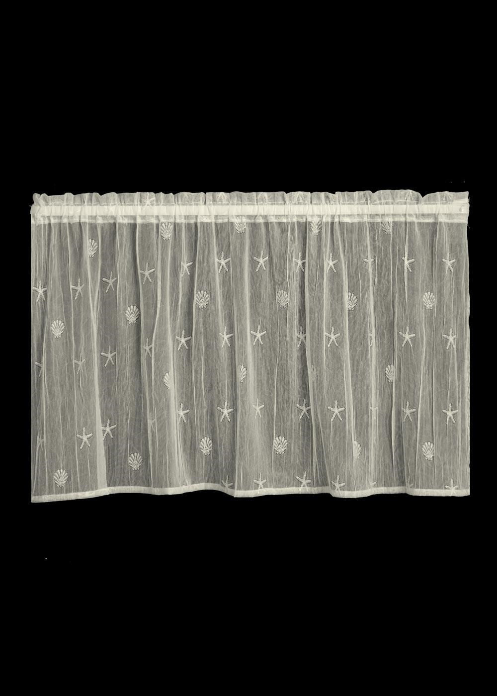 Sand Shell Lace Tier Curtain No Trim 24"