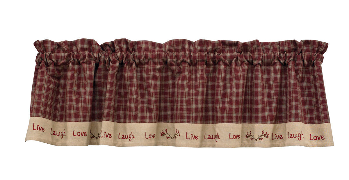 Sturbridge Wine Lined Valance Curtains - Live Laugh Love