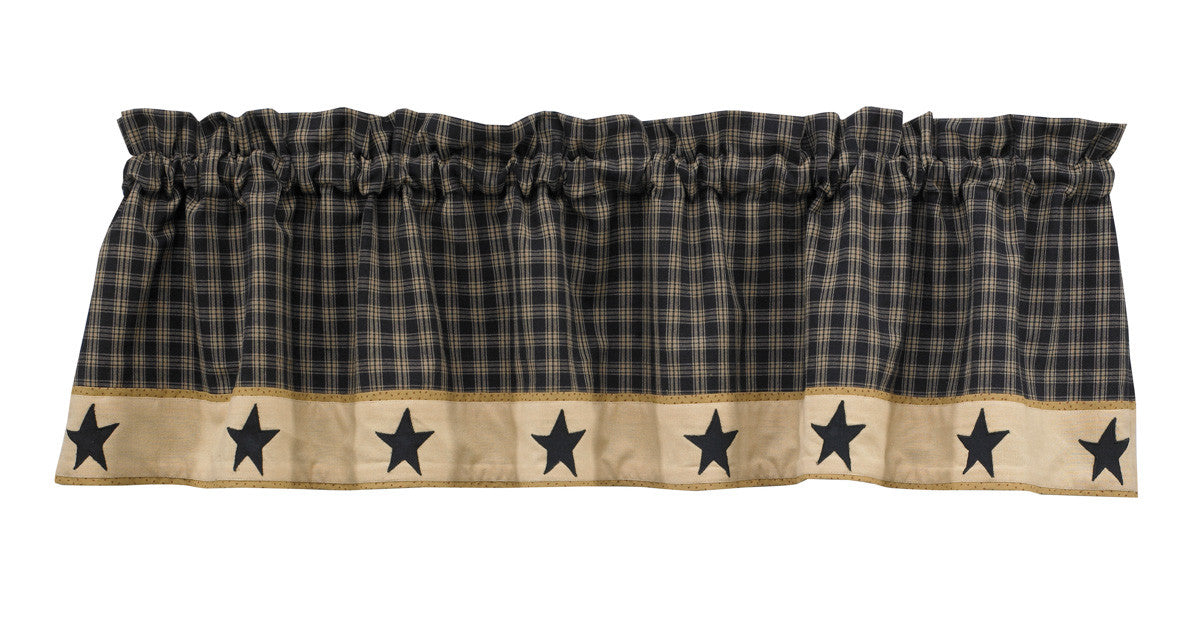 Sturbridge Black Lined Valance Curtains - Star