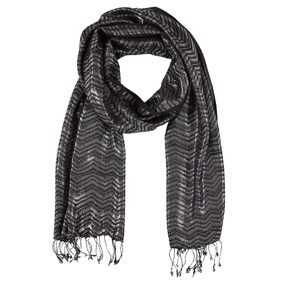 Neck Scarf Black Silver Shimmer - Pine Hill Collections 