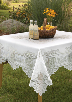 Heirloom Lace Tablecloth 70"x 108" Rectangle, White or Ecru