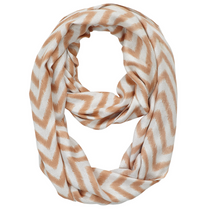 Infinity Neck Scarf Tan and White Chevron - Pine Hill Collections 