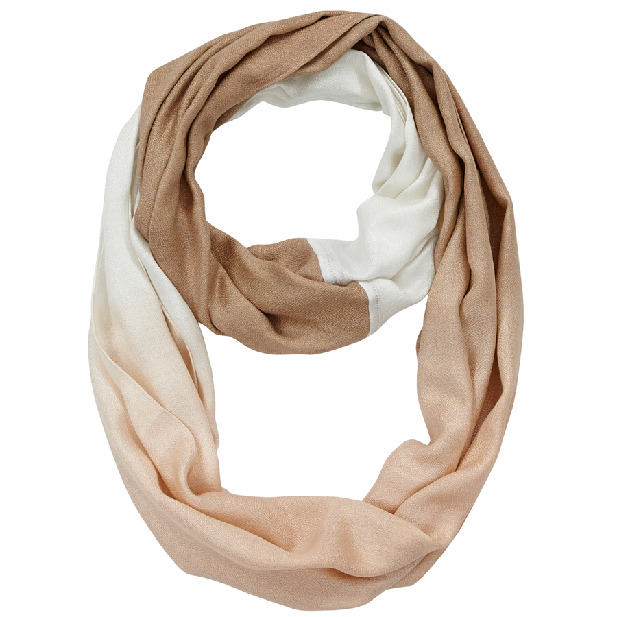 Infinity Neck Scarf Tan and White Ombre - Pine Hill Collections 
