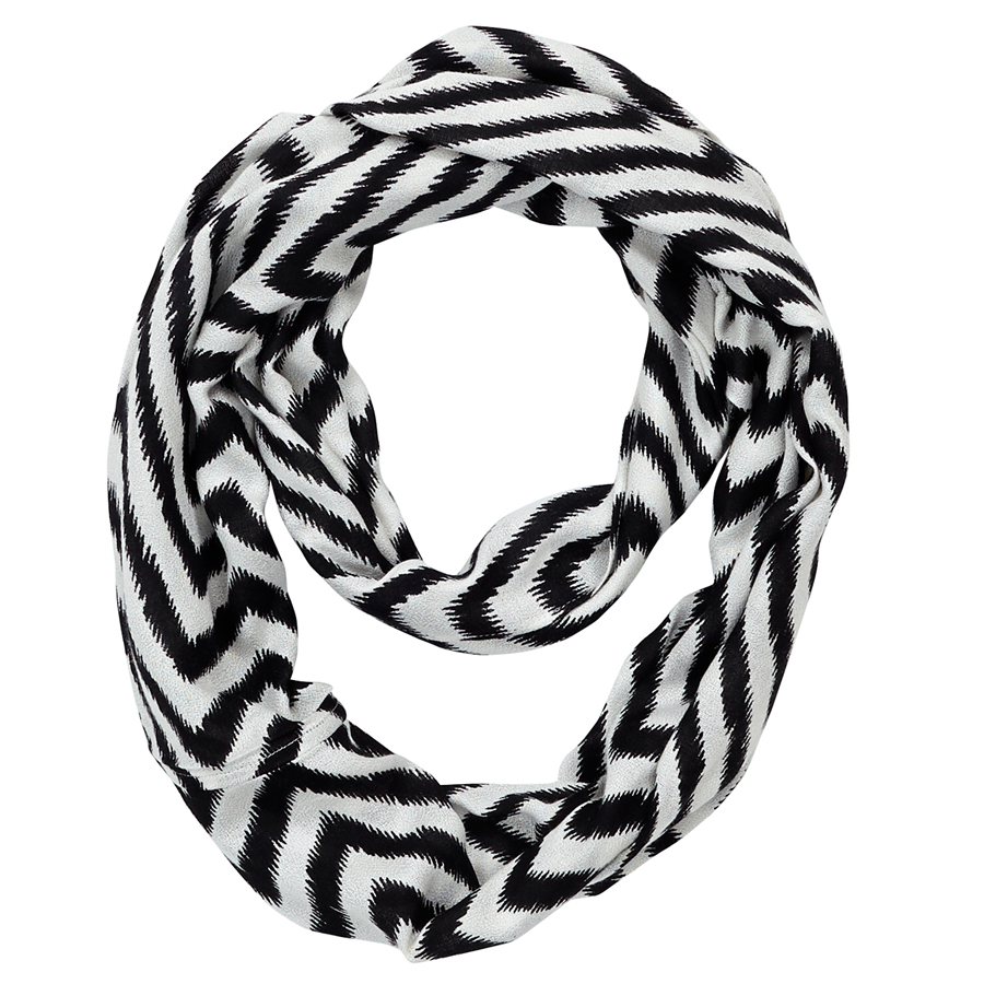 Infinity Neck Scarf Black and White Chevron - Pine Hill Collections 