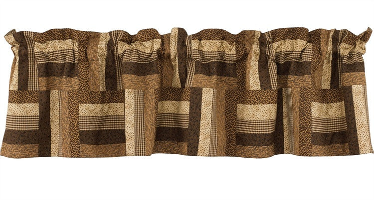 Shades of Brown Lined Patchwork Valance by Park Designs - Pine Hill Collections 