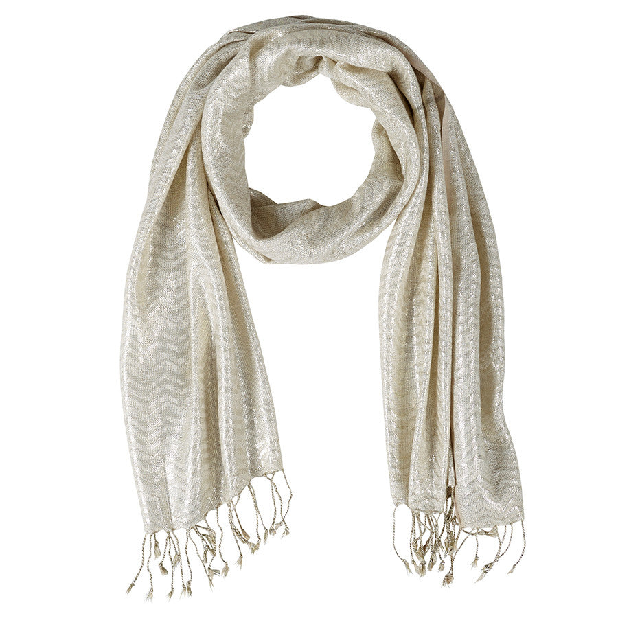 Neck Scarf Creme Gold Shimmer - Pine Hill Collections 
