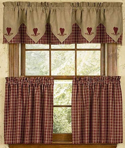 Sturbridge Embroidered Heart Point Valance Wine - Pine Hill Collections 