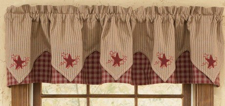 Sturbridge Embroidered Star Point Valance Wine - Pine Hill Collections 