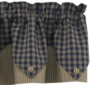 Sturbridge Navy Lined Point Valance - Pine Hill Collections 
