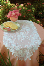 Tea Rose Lace Runner 14"x 48" White Ecru Heritage Lace