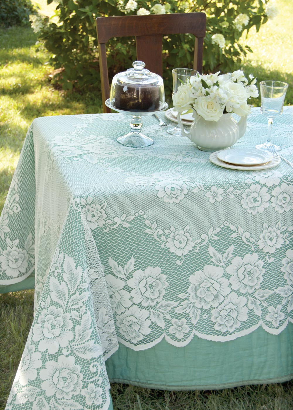 Victorian Rose Lace Tablecloth 60" x108" Rectangle Heritage Lace